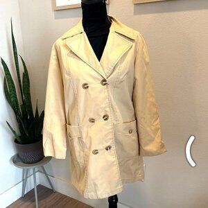 Vintage Cream Double-Breasted Raincoat | Classic Trench Style | Size Small